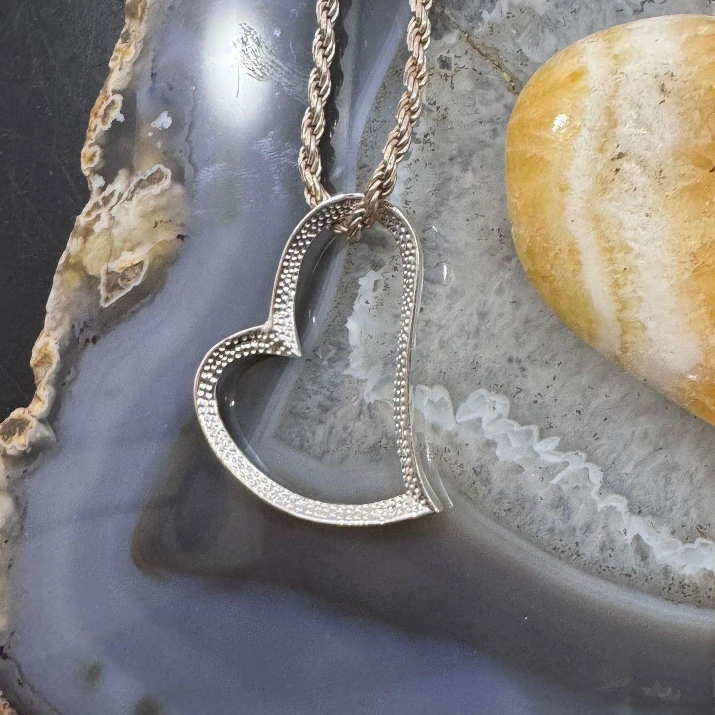 Sterling Silver Hammered Abstruct Heart Pendant For Women