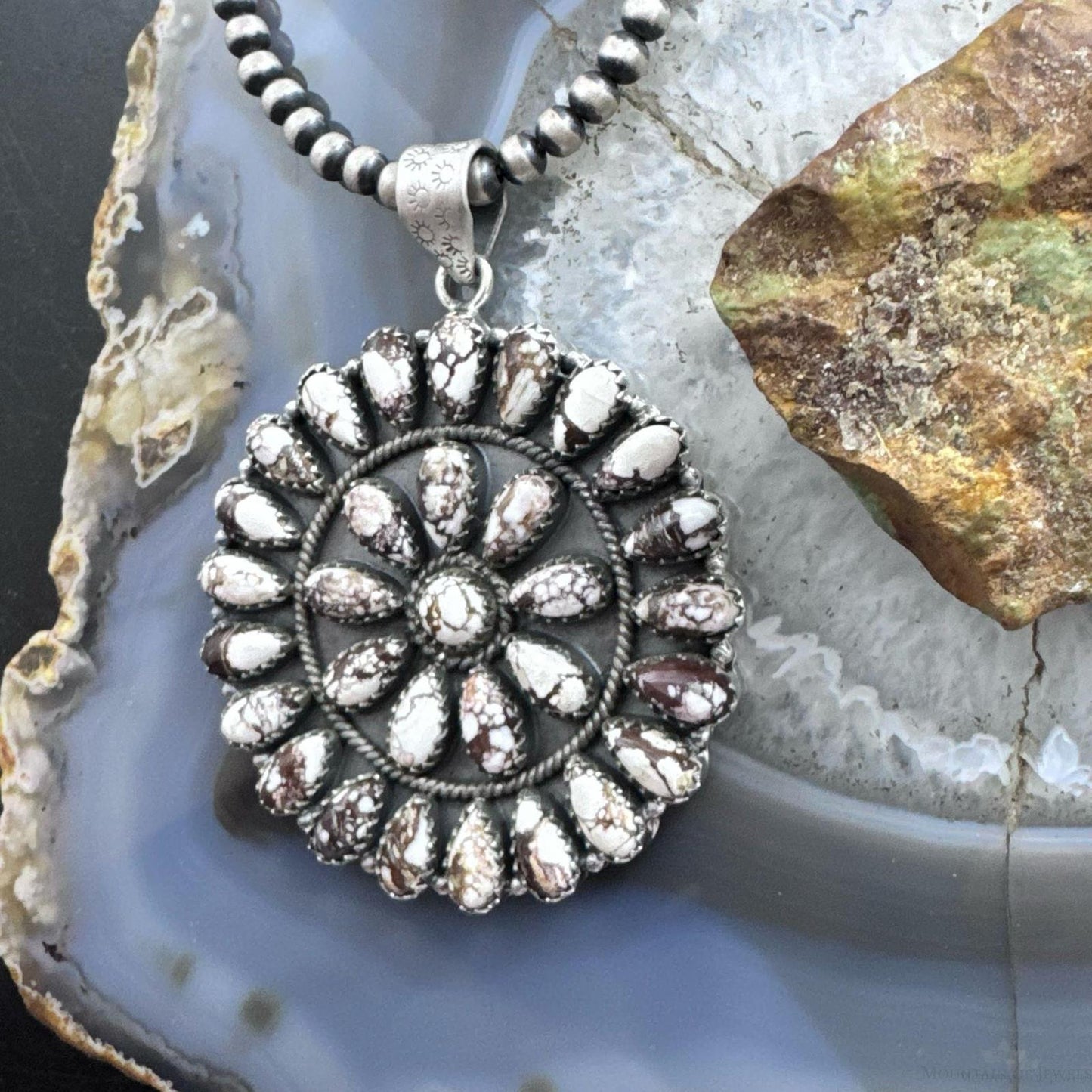 Sterling Silver Southwestern Style Teardrop Wild Horse Cluster Pendant For Women