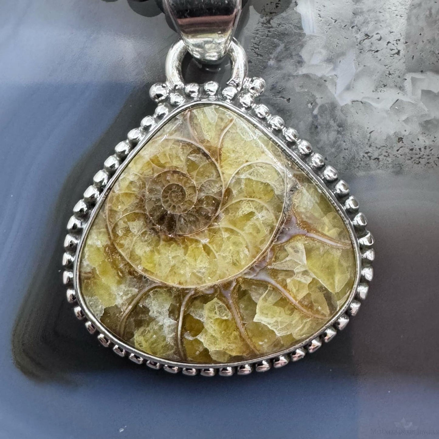 Sterling Silver Southwestern Style Wide Triangle Emmolite Pendant For Women