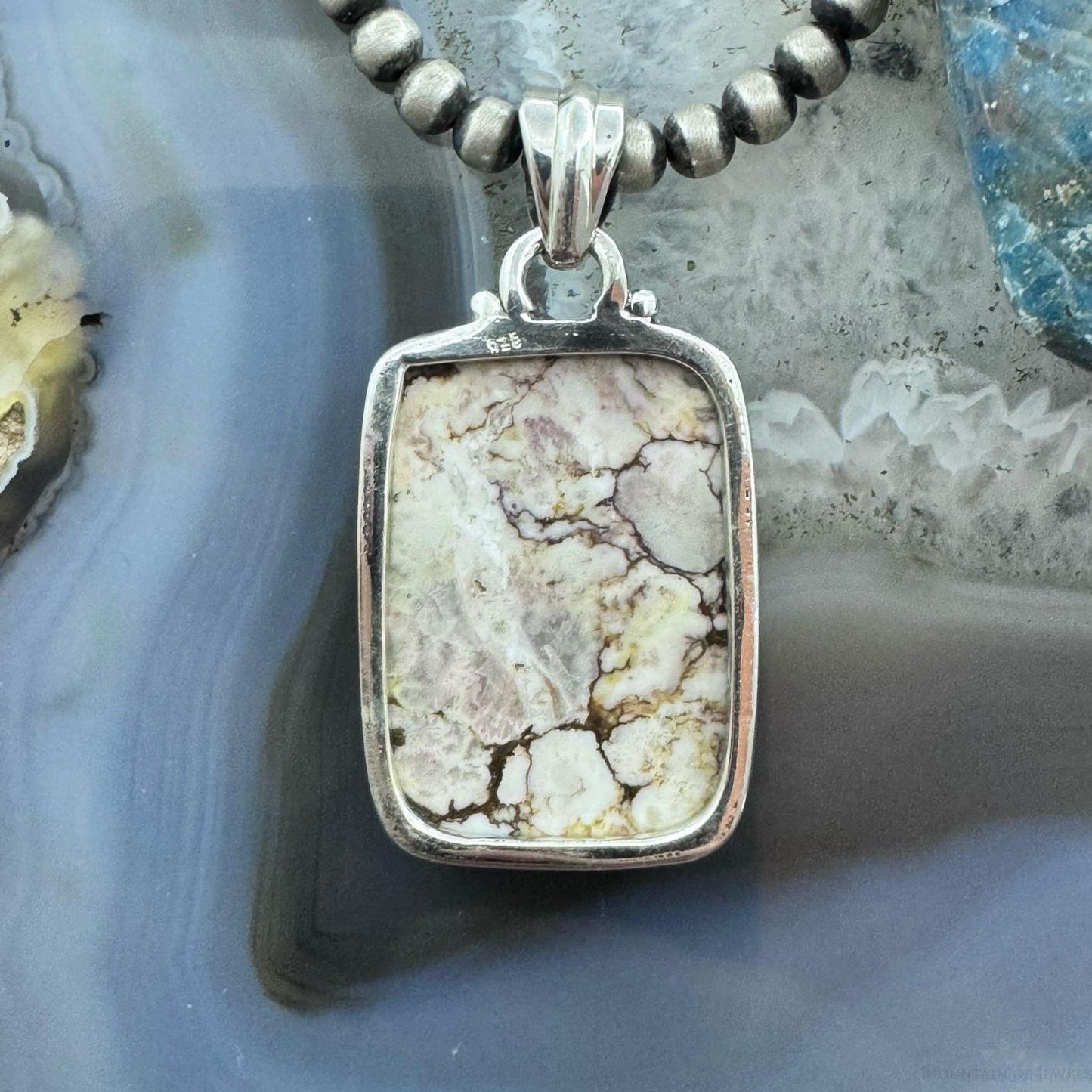 Sterling Silver Southwestern Style Rectangle Wild Horse Pendant For Women