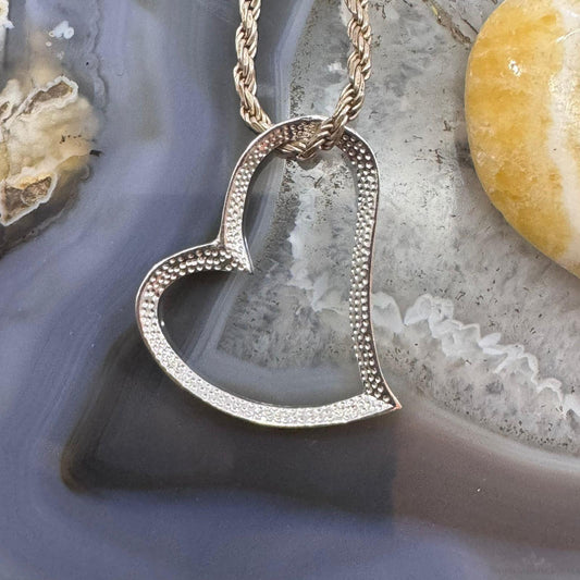 Sterling Silver Hammered Abstruct Heart Pendant For Women