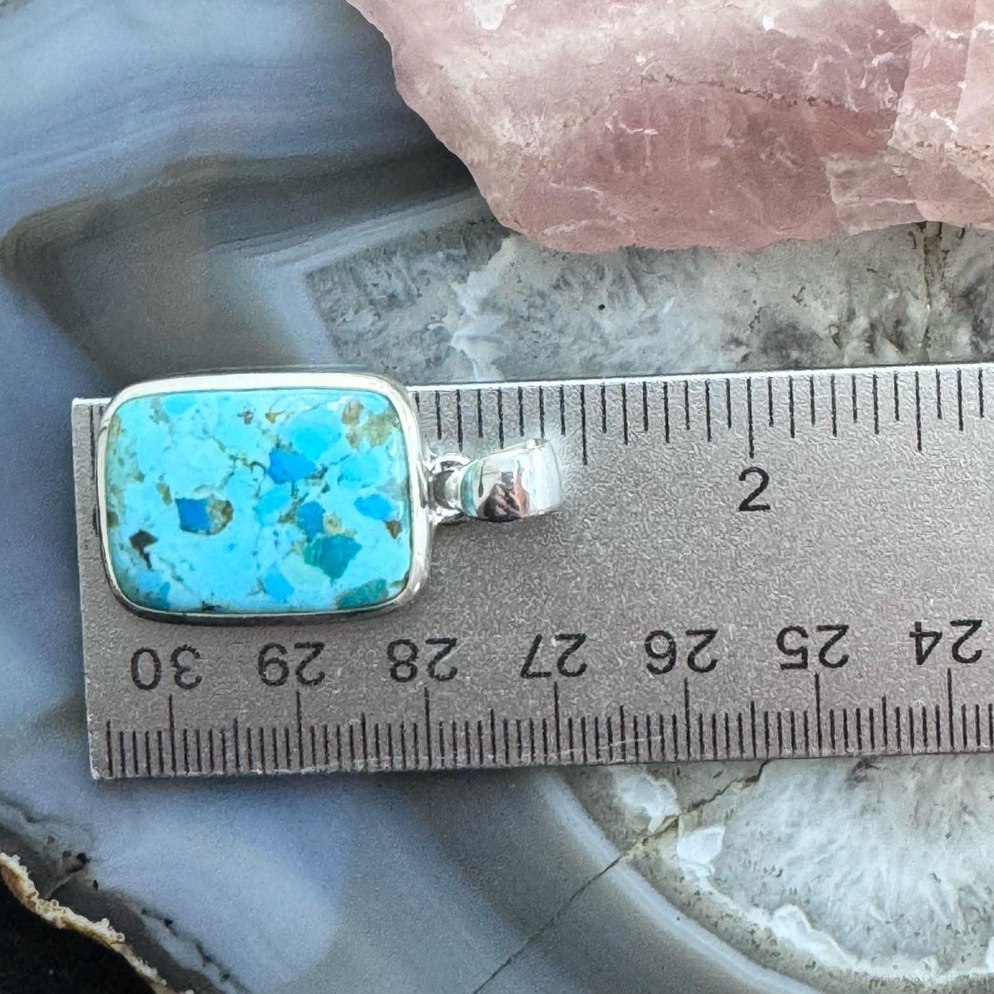 Sterling Silver Southwestern Style Rectangle Apatite Pendant For Women