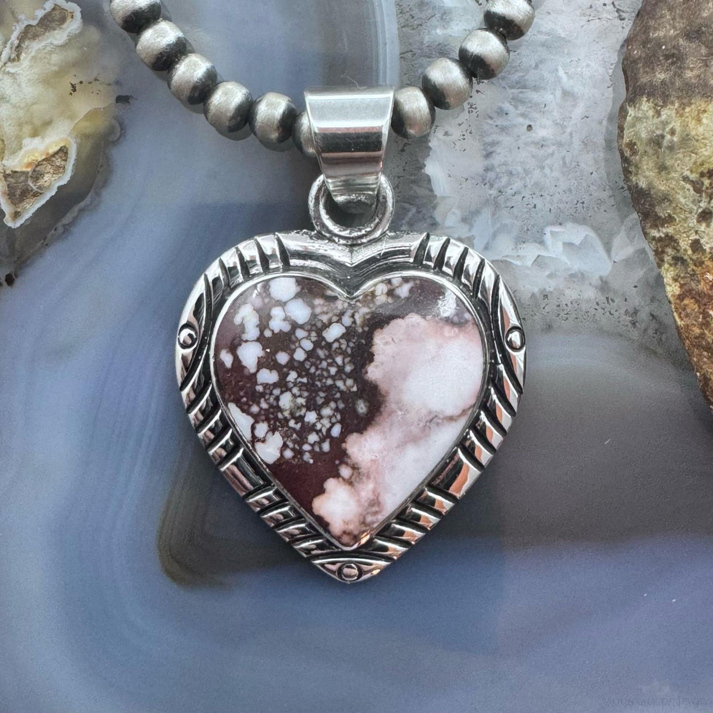 Native American Sterling Silver Wild Horse Decorated Heart Pendant For Women