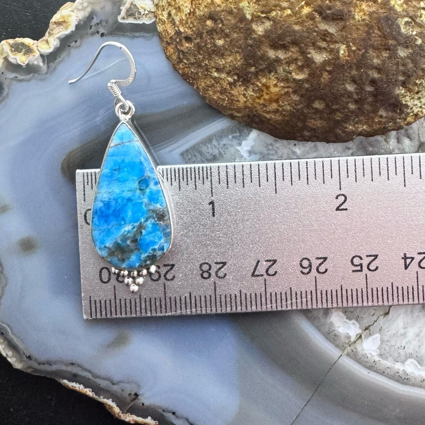 Sterling Silver Southwestern Style Teardrop Apatite Dangle Earrings For Women