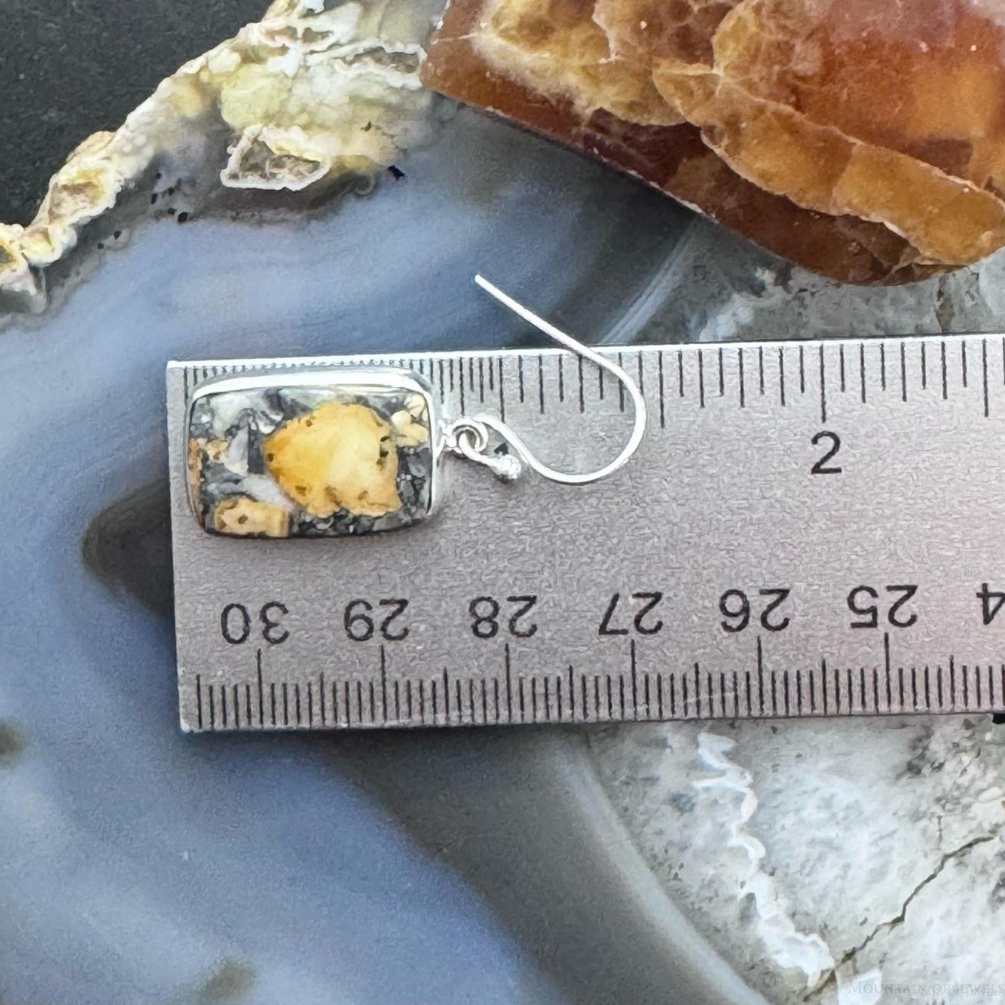 Sterling Silver Southwestern Style Rectangle Maligano Jasper Dangle Earrings For Women1