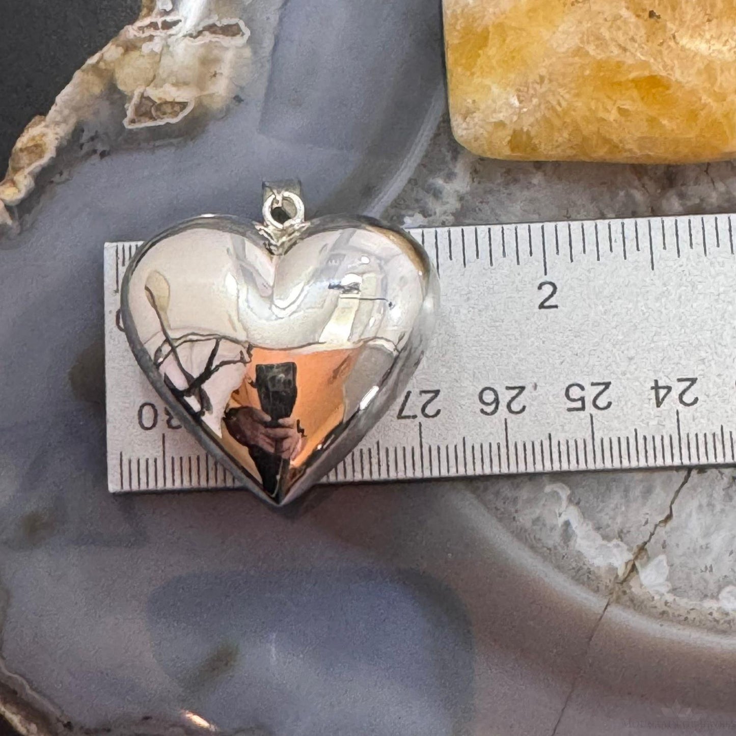Sterling Silver Puff Heart Pendant For Women