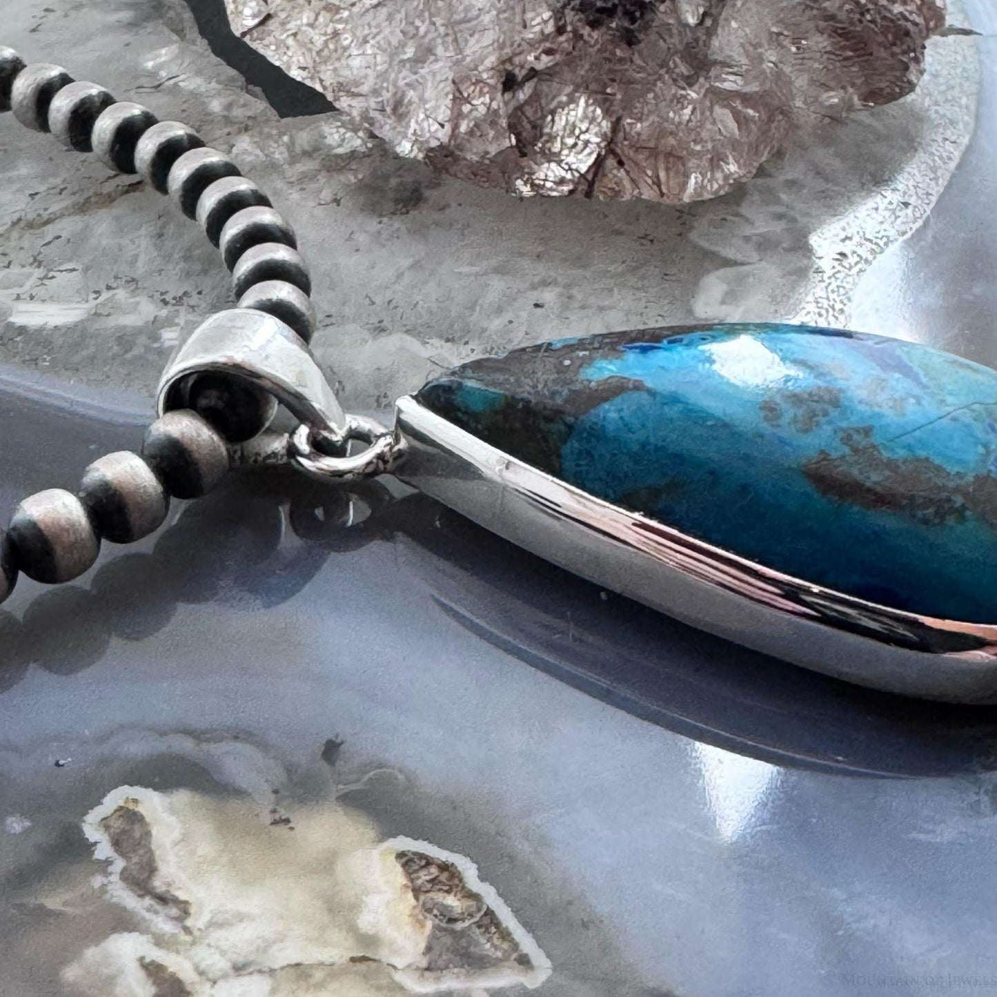Sterling Silver Southwestern Style Teardrop Chrysocolla Pendant For Women