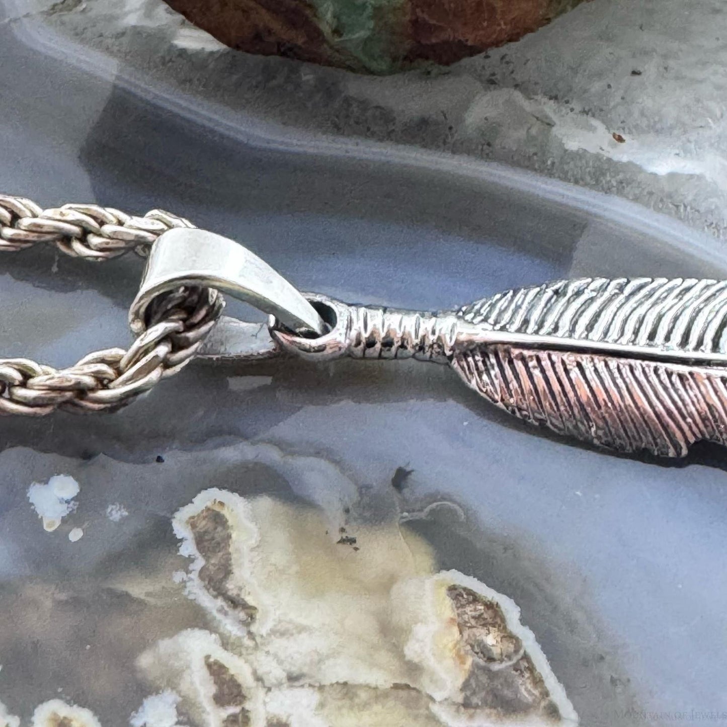 Sterling Silver Southwestern Style Feather Unisex Pendant For Women