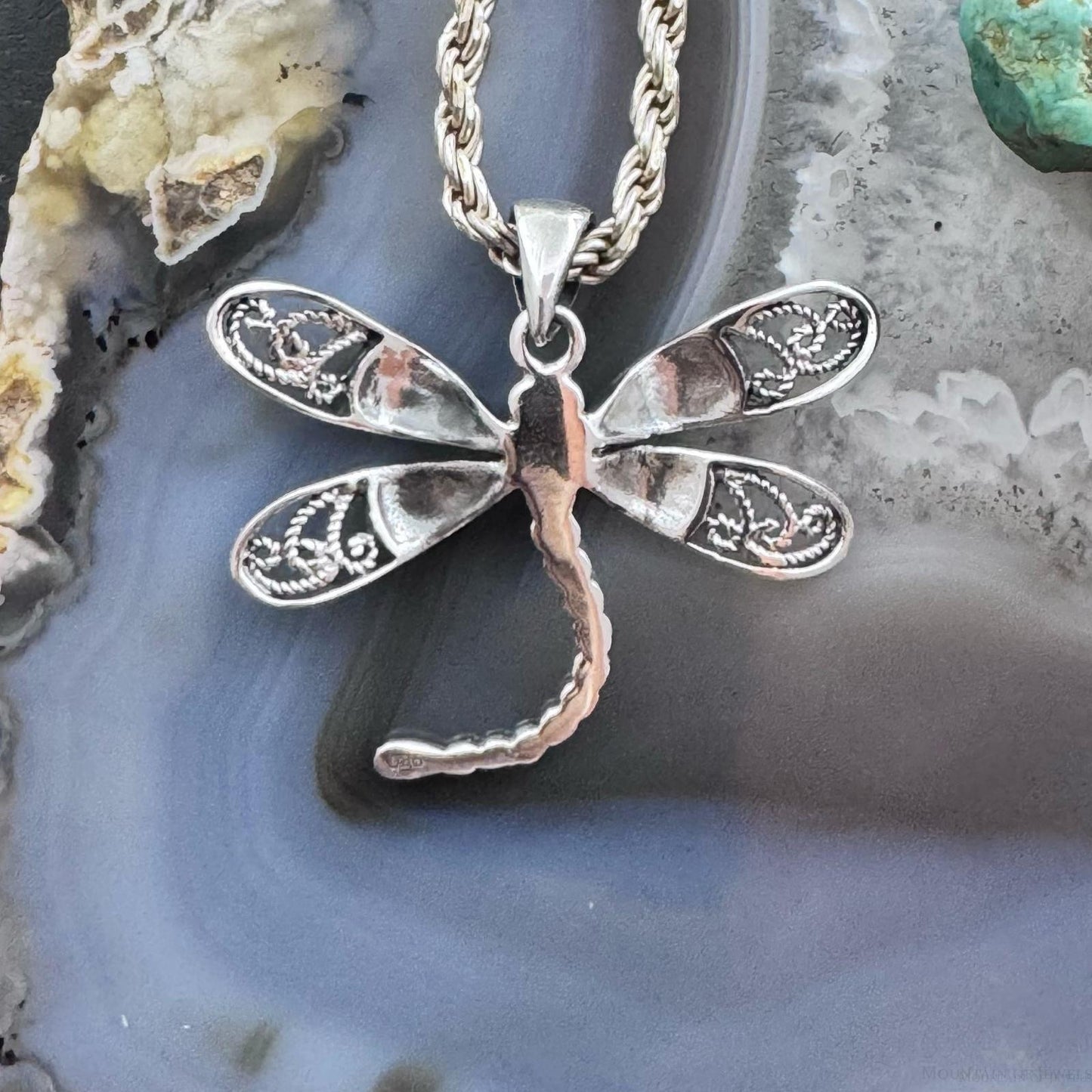 Sterling Silver Dragonfly Decorated Pendant For Women