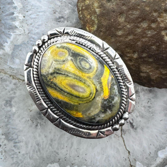 Sterling Silver Southwestern Style Oval Bumblebee Jasper Ring Size 9 For Women