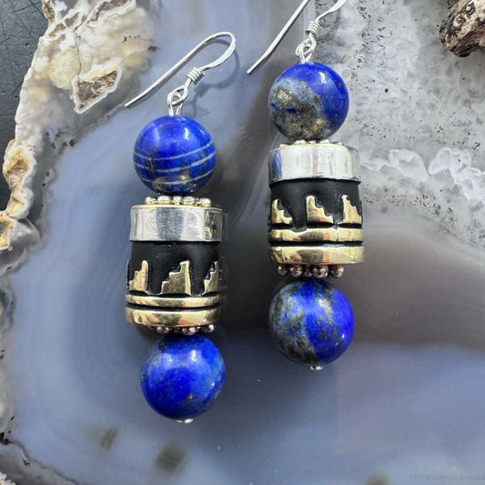 Tommy & Rosita Singer Sterling Silver Lapis Lazuli Bead Dangle Earrings For Women