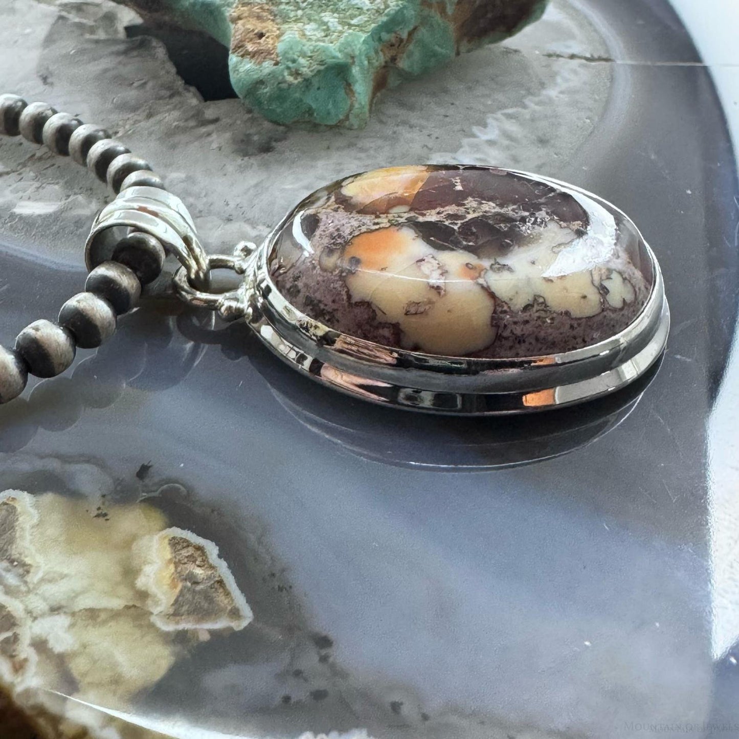 Sterling Silver Southwestern Style Oval Mexican Fire Opal Pendant For Women