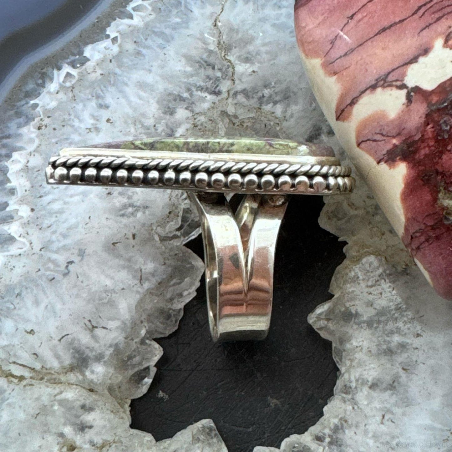 Sterling Silver Southwestern Style Teardrop Purpurite Ring Size 8 For Women