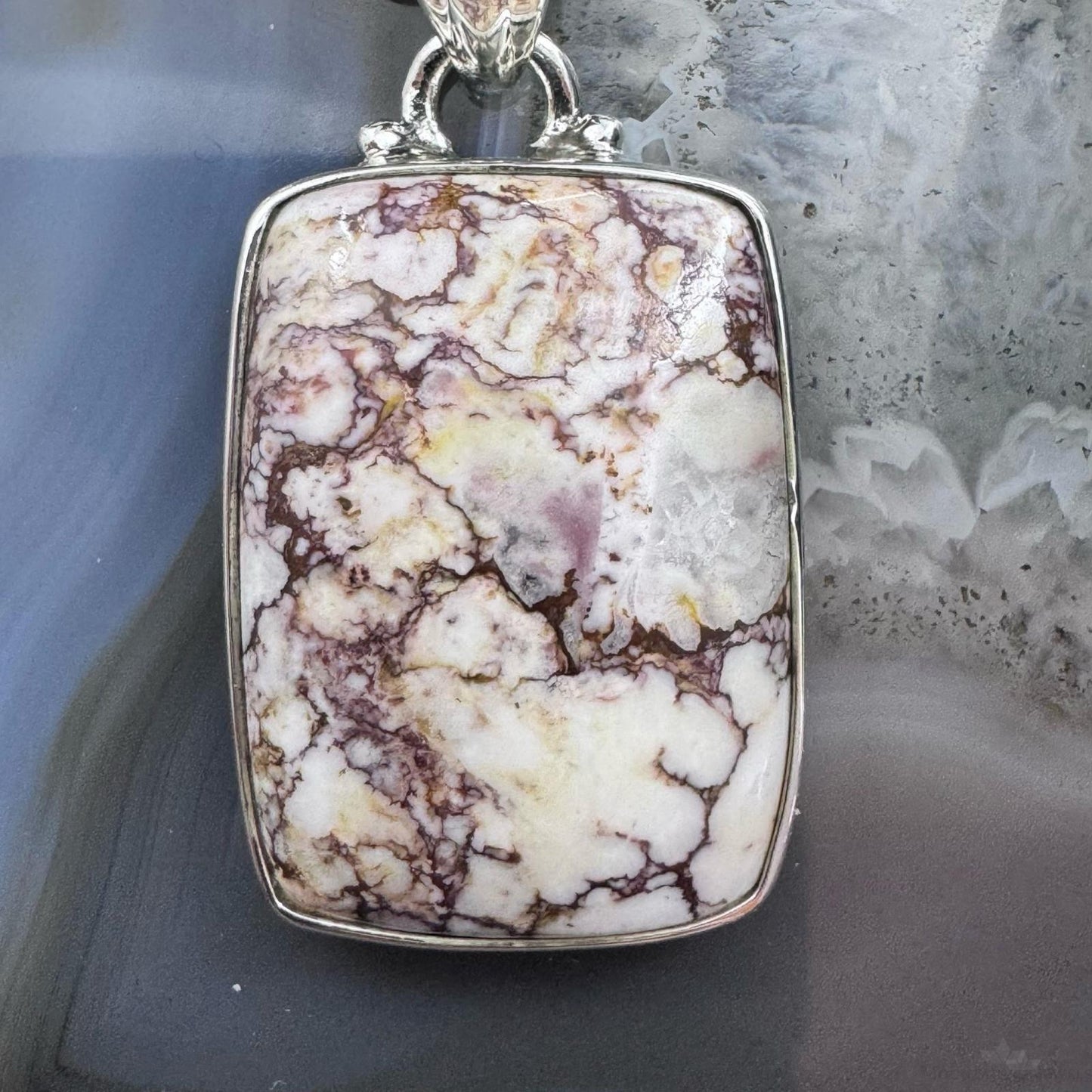 Sterling Silver Southwestern Style Rectangle Wild Horse Pendant For Women