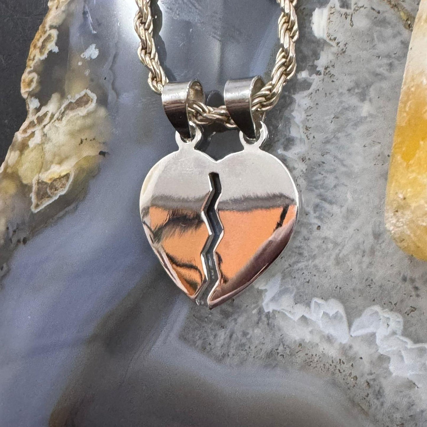 Sterling Silver Split Heart Pendant For Women