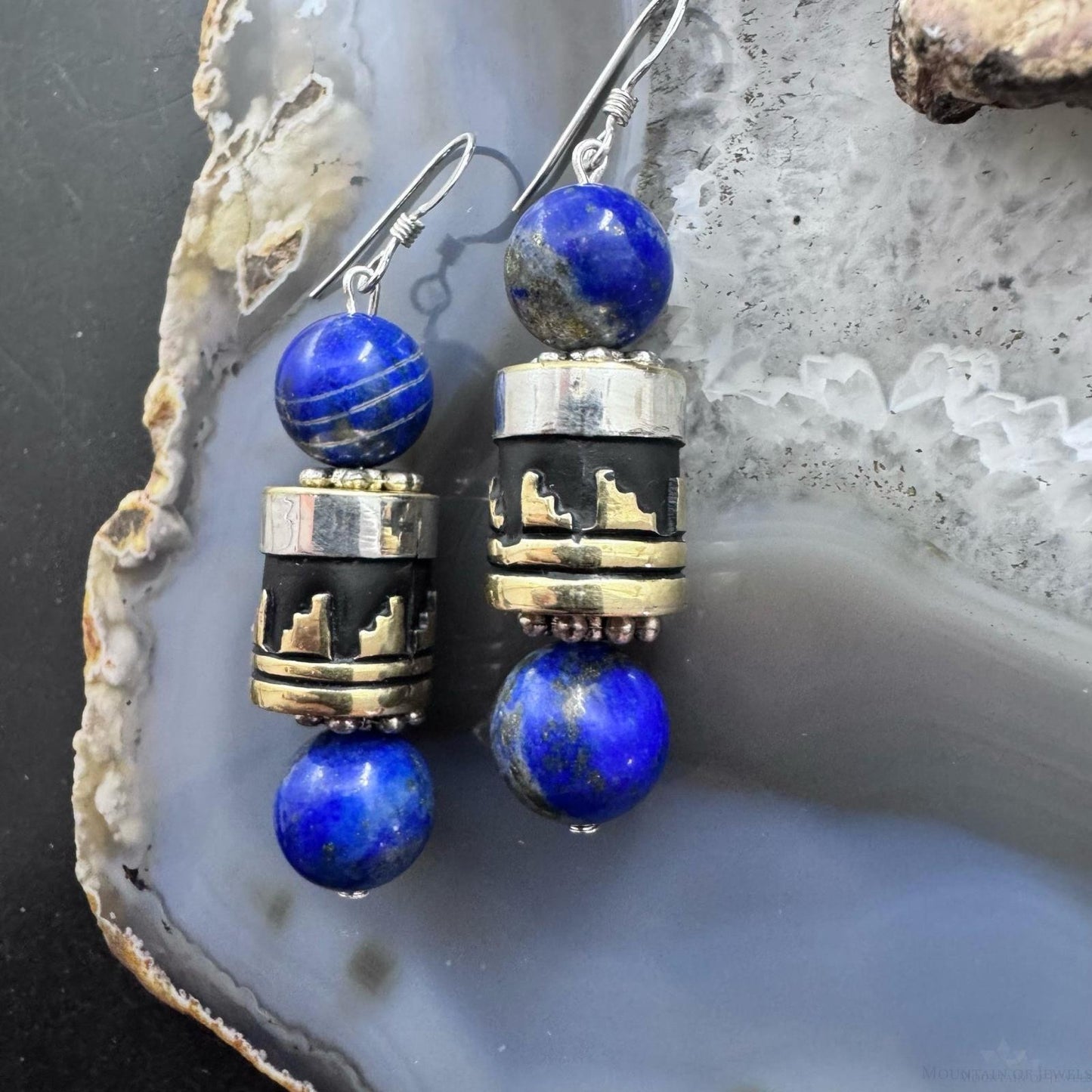 Tommy & Rosita Singer Sterling Silver Lapis Lazuli Bead Dangle Earrings For Women