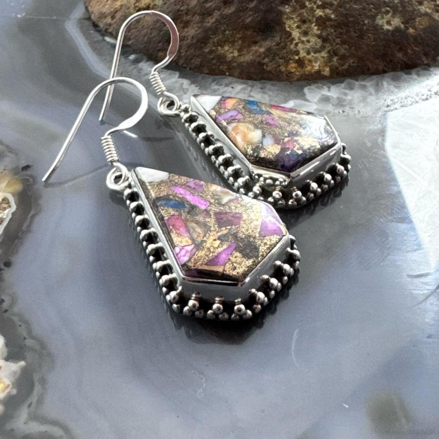 Sterling Silver Southwestern Style Kite Dahlia Turquoise Dangle Earrings For Women