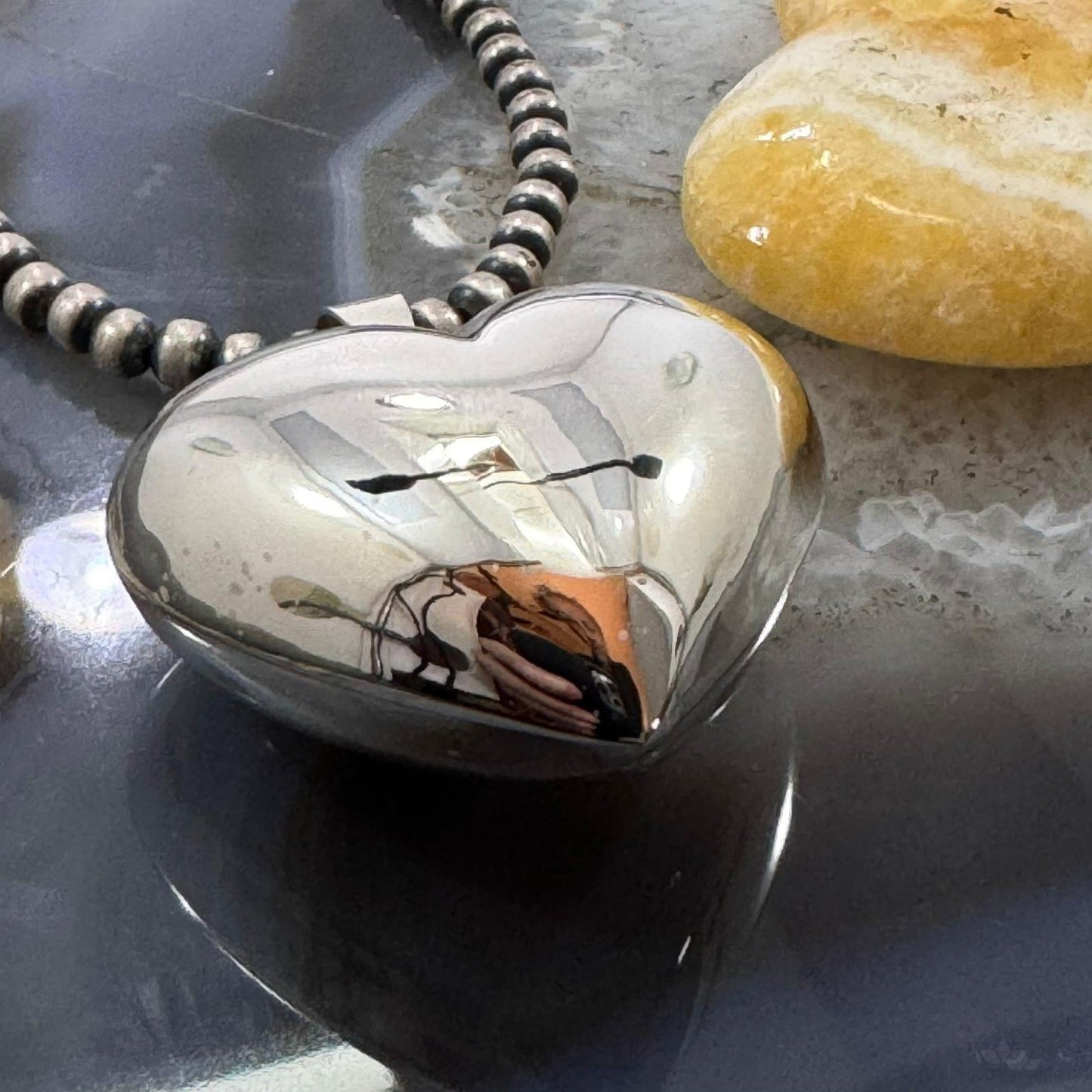 Sterling Silver Puff Heart Pendant For Women