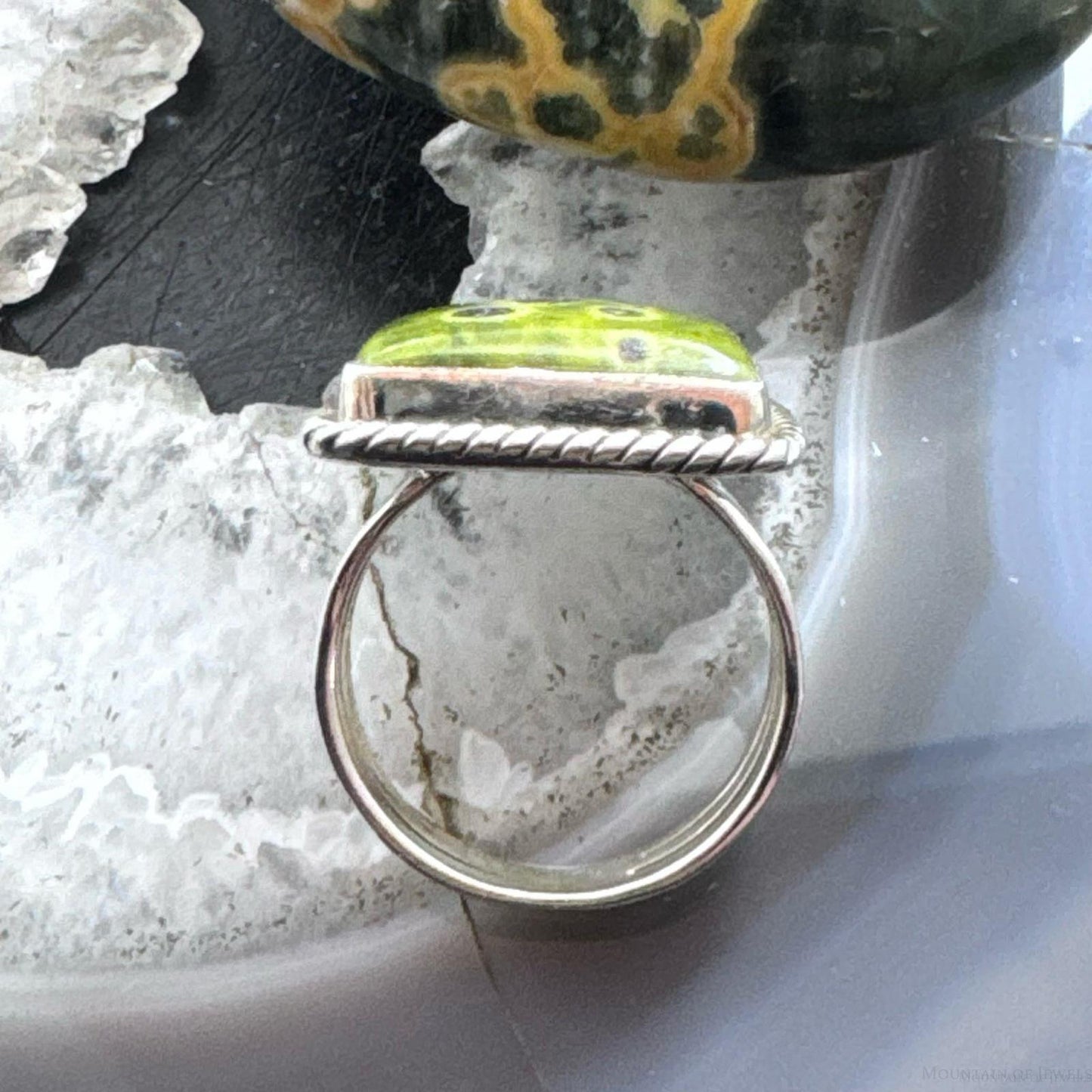 Sterling Silver Southwestern Style Square Atlantisite Ring Size 11 For Women