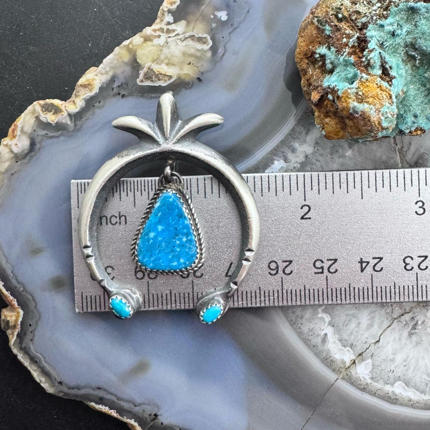 Veronica Cayatineto Native American Sterling Silver Turquoise Unisex Naja Pendant