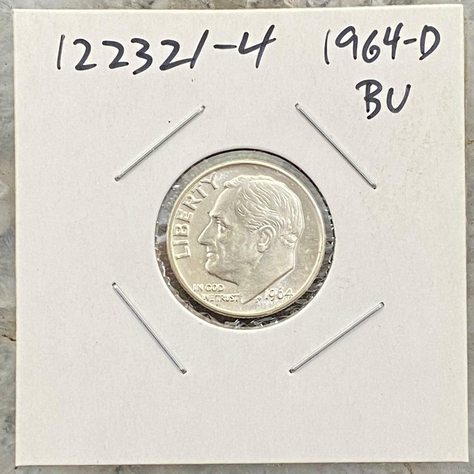 1964-D US Roosevelt Dime .900 Silver BU Collectible Coin #122321-4 - Mountain of Jewels