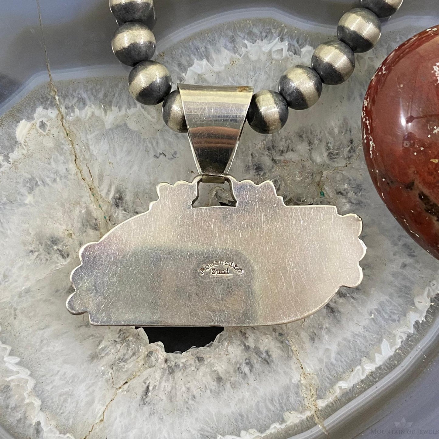 Romancito Native American Sterling Silver Charoite Decorated Pendant For Women