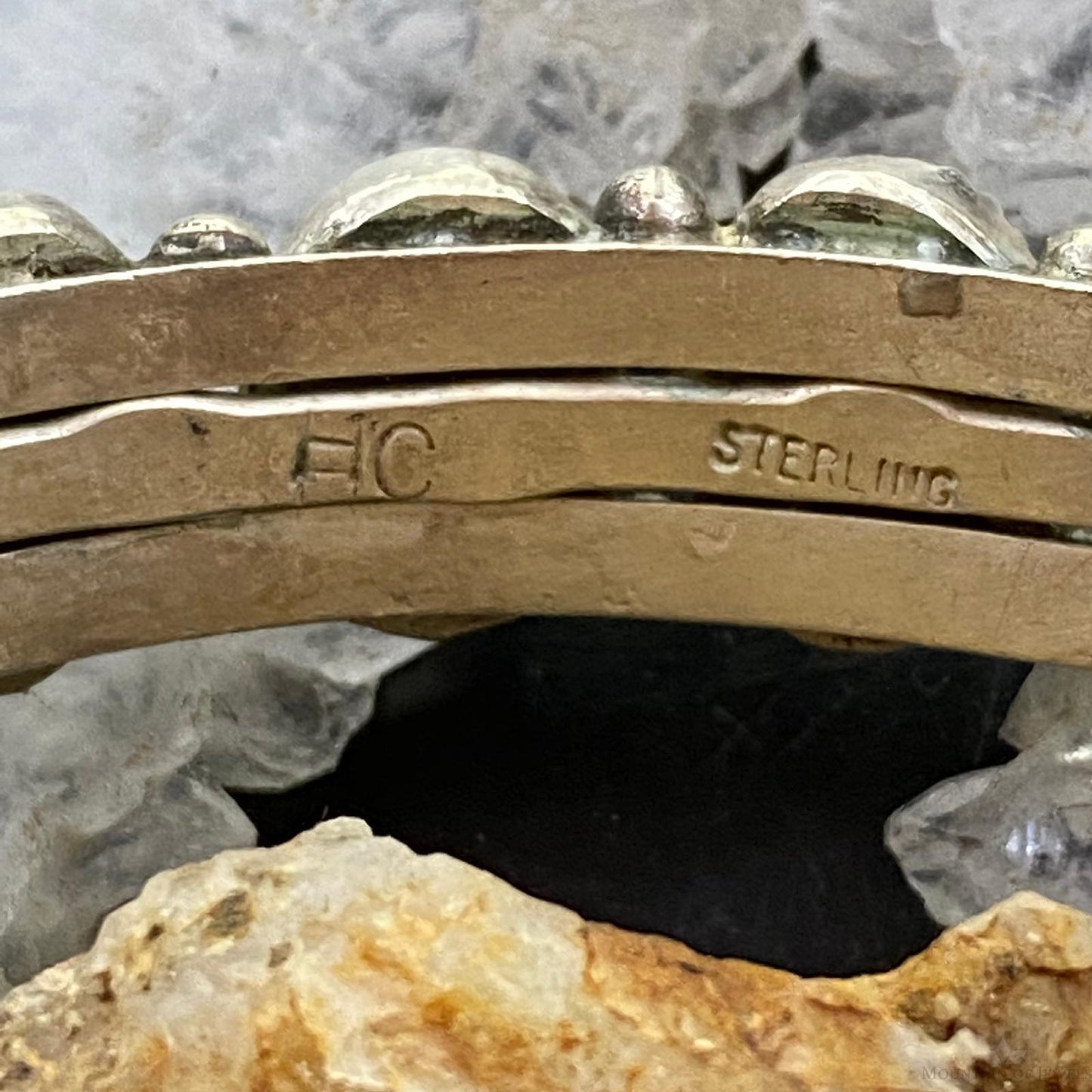 Vintage Native American Sterling Silver Channel Inlay Oval Onyx Bracelet