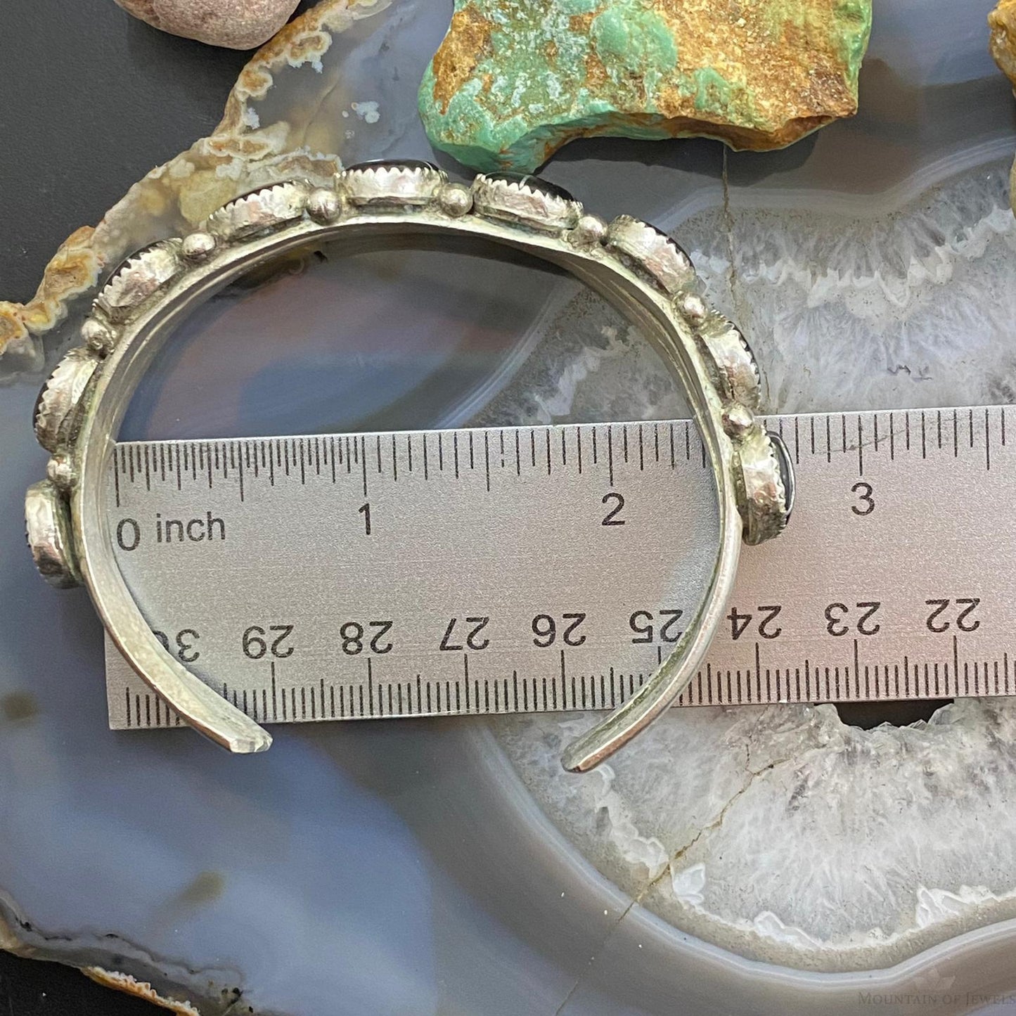 Vintage Native American Sterling Silver Channel Inlay Oval Onyx Bracelet