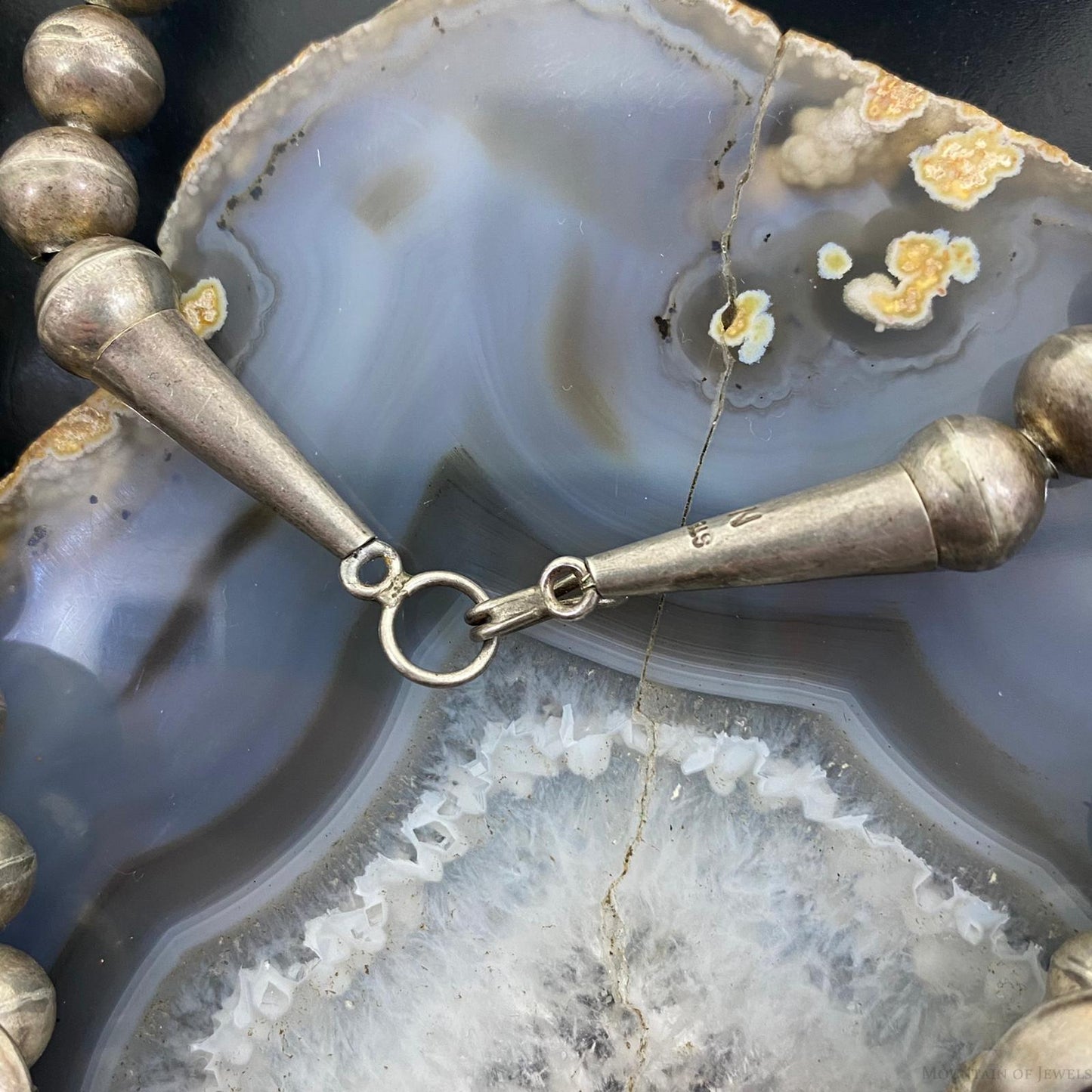 Vintage Signed Native American Sterling Shadow Box Turquoise Squash Blossom