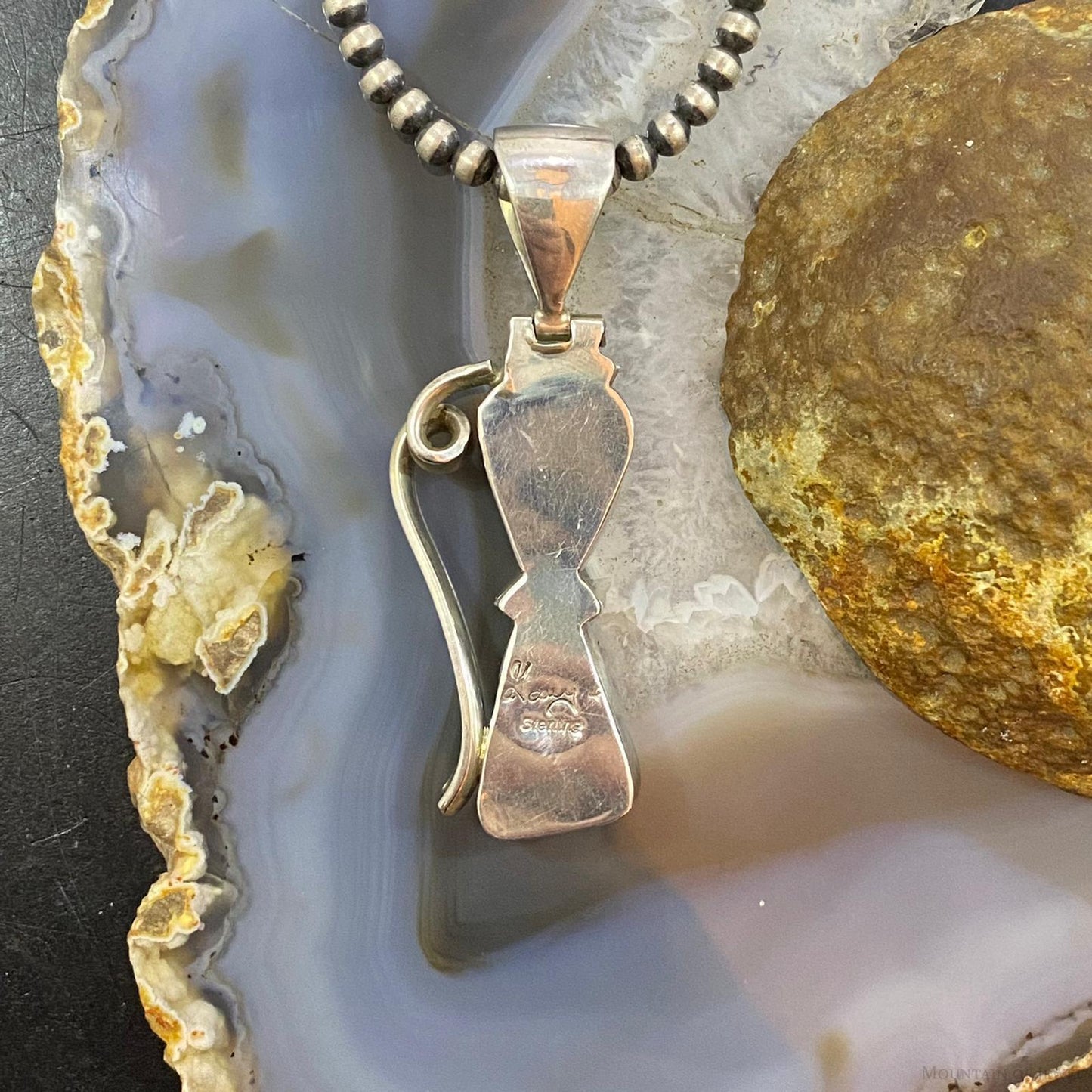 Gary G Sanchez Vintage Sterling Silver 2 Turquoise Decorated Pendant For Women