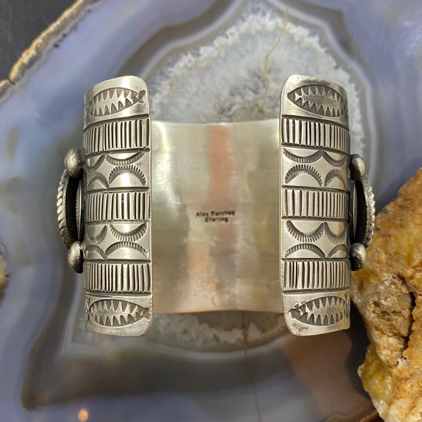 Alex Sanchez Sterling 4 Turquoise 1/2 Walking Liberty Dollar 2 Mercury Dimes Bracelet