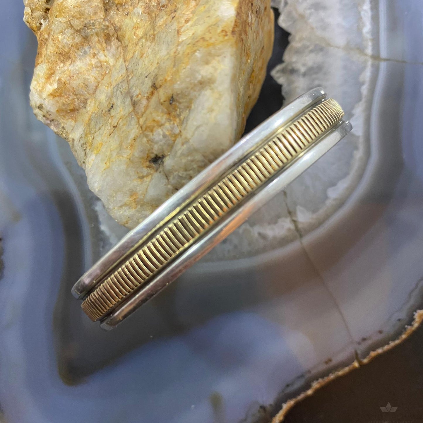 Bruce Morgan Vintage Native American Sterling Silver & 14K Gold Bracelet For Women