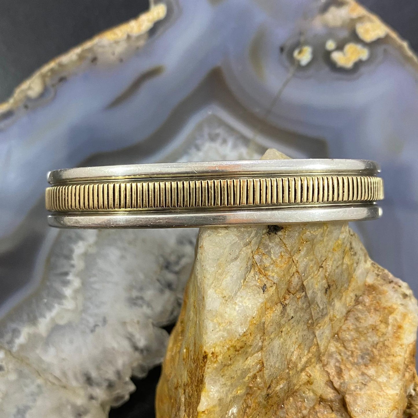 Bruce Morgan Vintage Native American Sterling Silver & 14K Gold Bracelet For Women