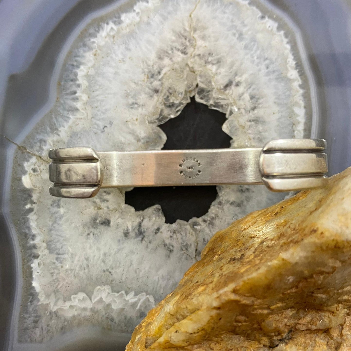 Bruce Morgan Vintage Native American Sterling Silver & 14K Gold Bracelet For Women