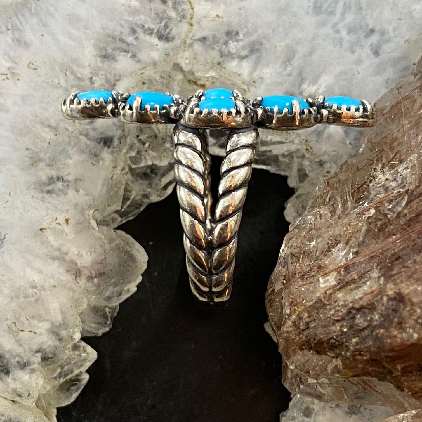 Carolyn Pollack Sterling Silver Sleeping Beauty Turquoise Cluster Ring Size 7.5 & 10 For Women