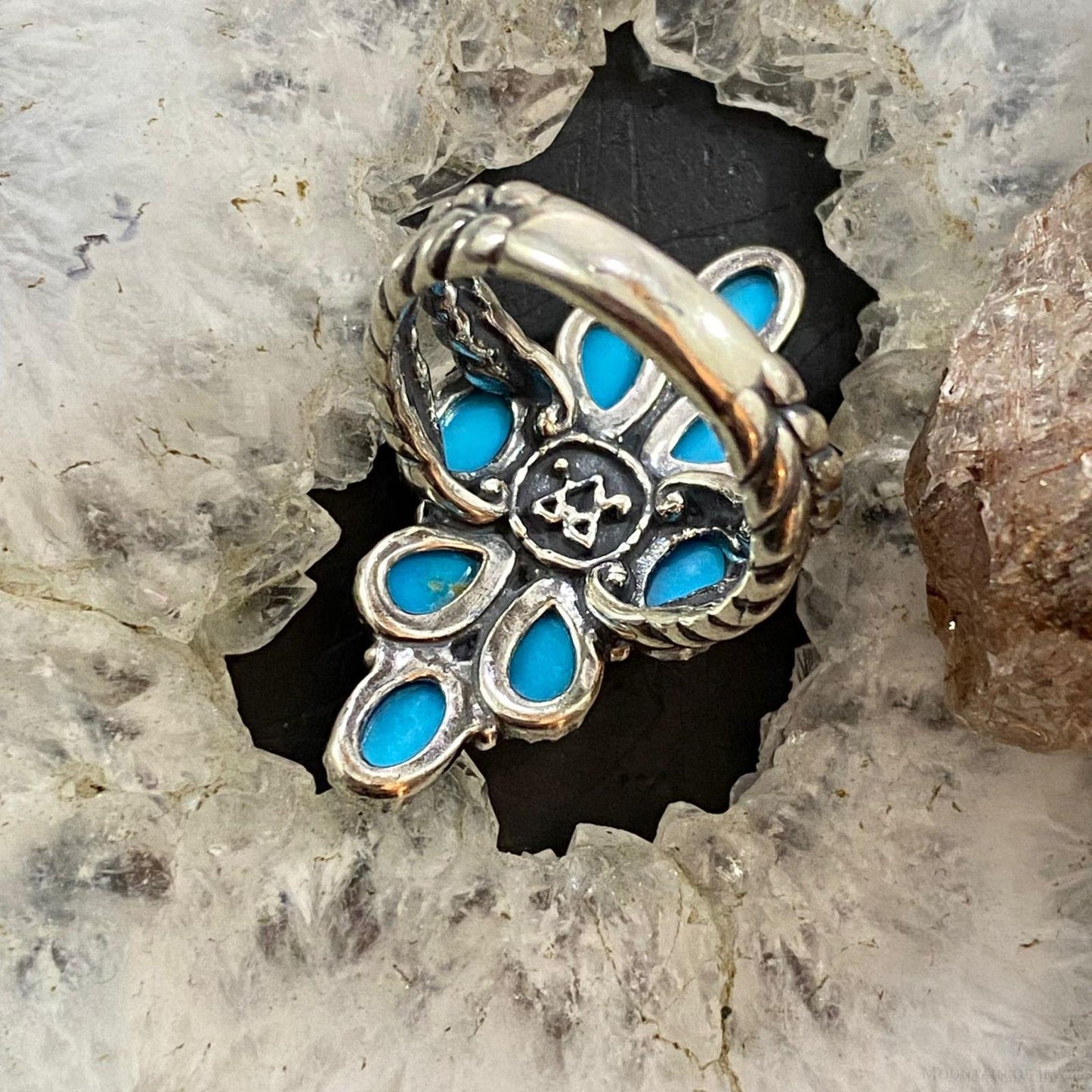 Carolyn Pollack Sterling Silver Sleeping Beauty Turquoise Cluster Ring Size 7.5 & 10 For Women