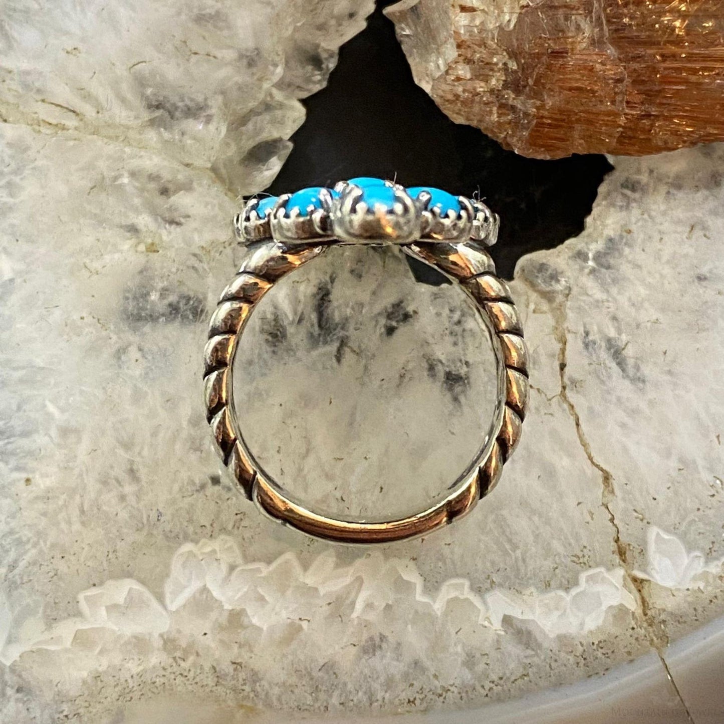 Carolyn Pollack Sterling Silver Sleeping Beauty Turquoise Cluster Ring Size 7.5 & 10 For Women