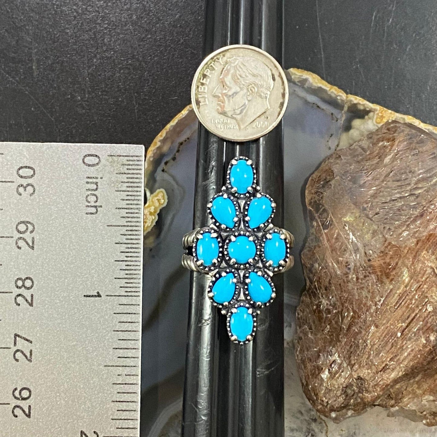 Carolyn Pollack Sterling Silver Sleeping Beauty Turquoise Cluster Ring Size 7.5 & 10 For Women