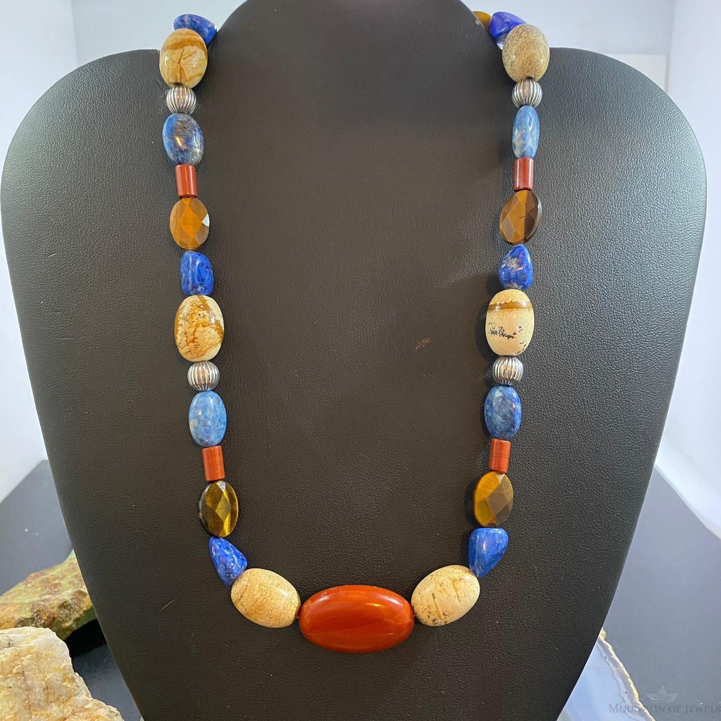Carolyn Pollack Southwestern Style Sterling Silver Earth Tone Multi Gemstone Necklace