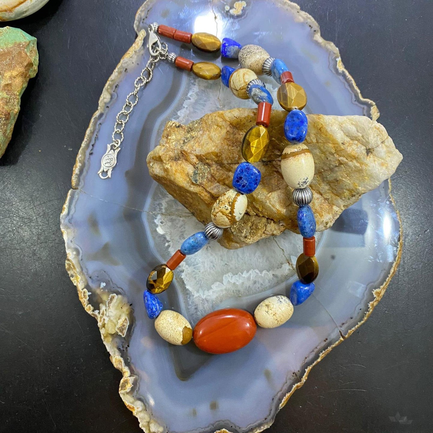 Carolyn Pollack Southwestern Style Sterling Silver Earth Tone Multi Gemstone Necklace