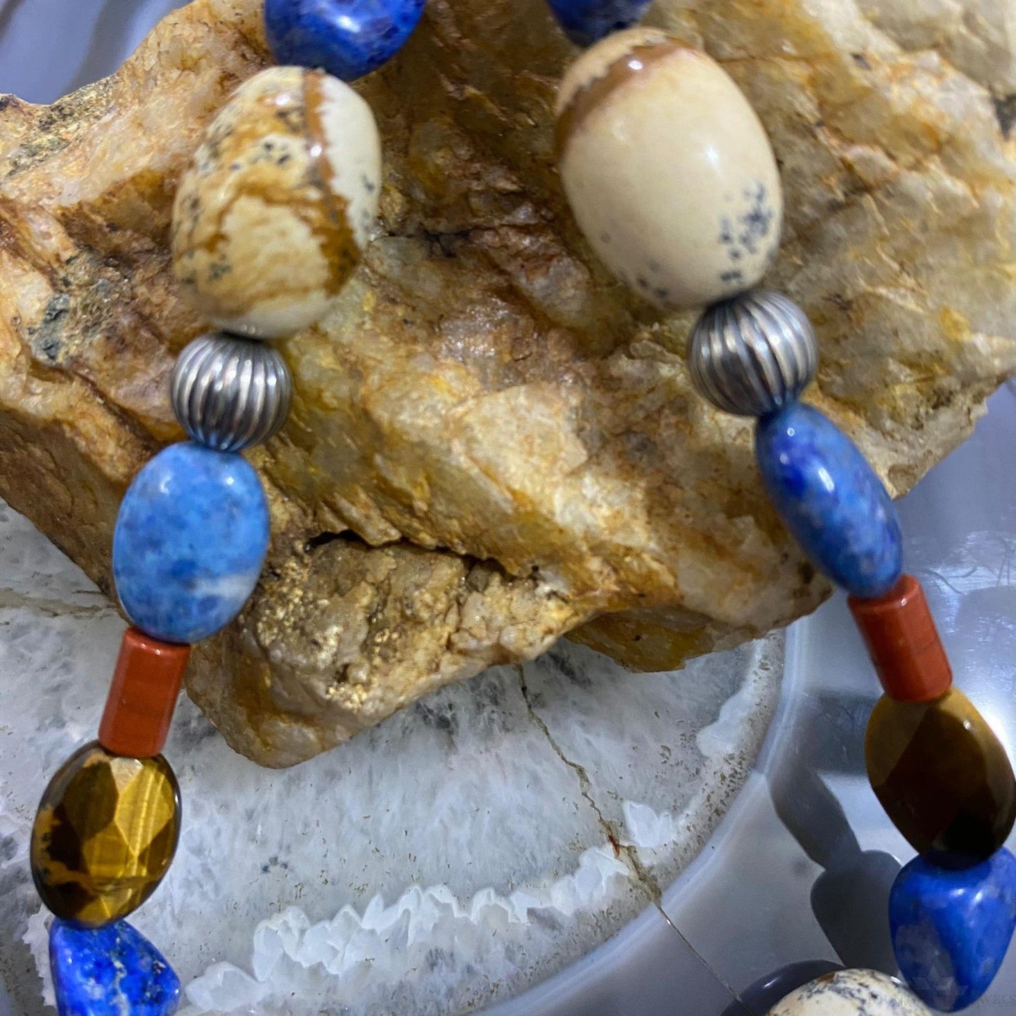 Carolyn Pollack Southwestern Style Sterling Silver Earth Tone Multi Gemstone Necklace