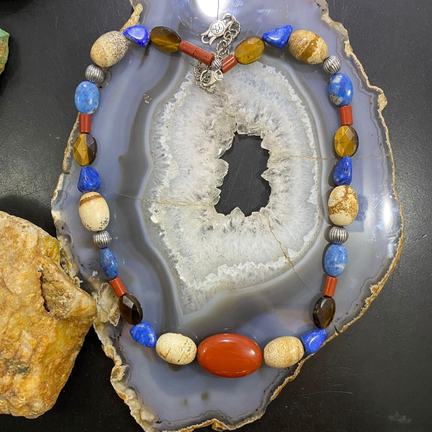 Carolyn Pollack Southwestern Style Sterling Silver Earth Tone Multi Gemstone Necklace