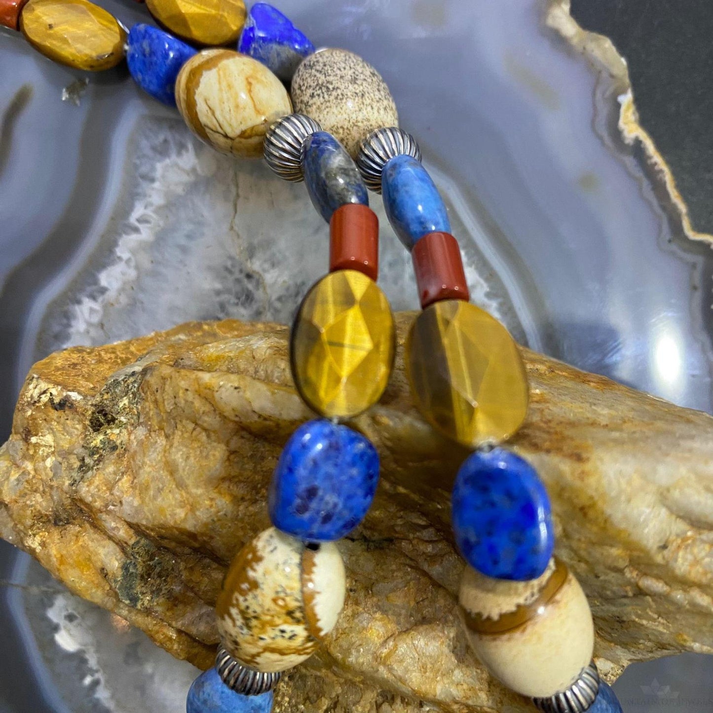 Carolyn Pollack Southwestern Style Sterling Silver Earth Tone Multi Gemstone Necklace