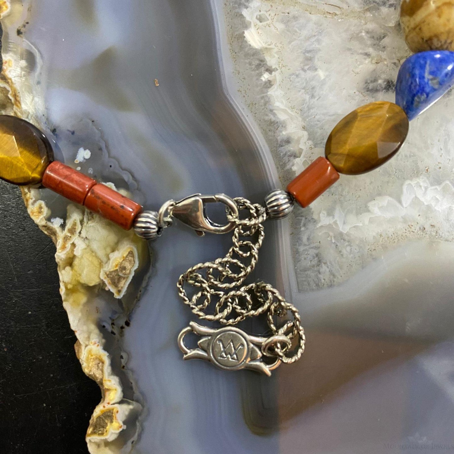 Carolyn Pollack Southwestern Style Sterling Silver Earth Tone Multi Gemstone Necklace