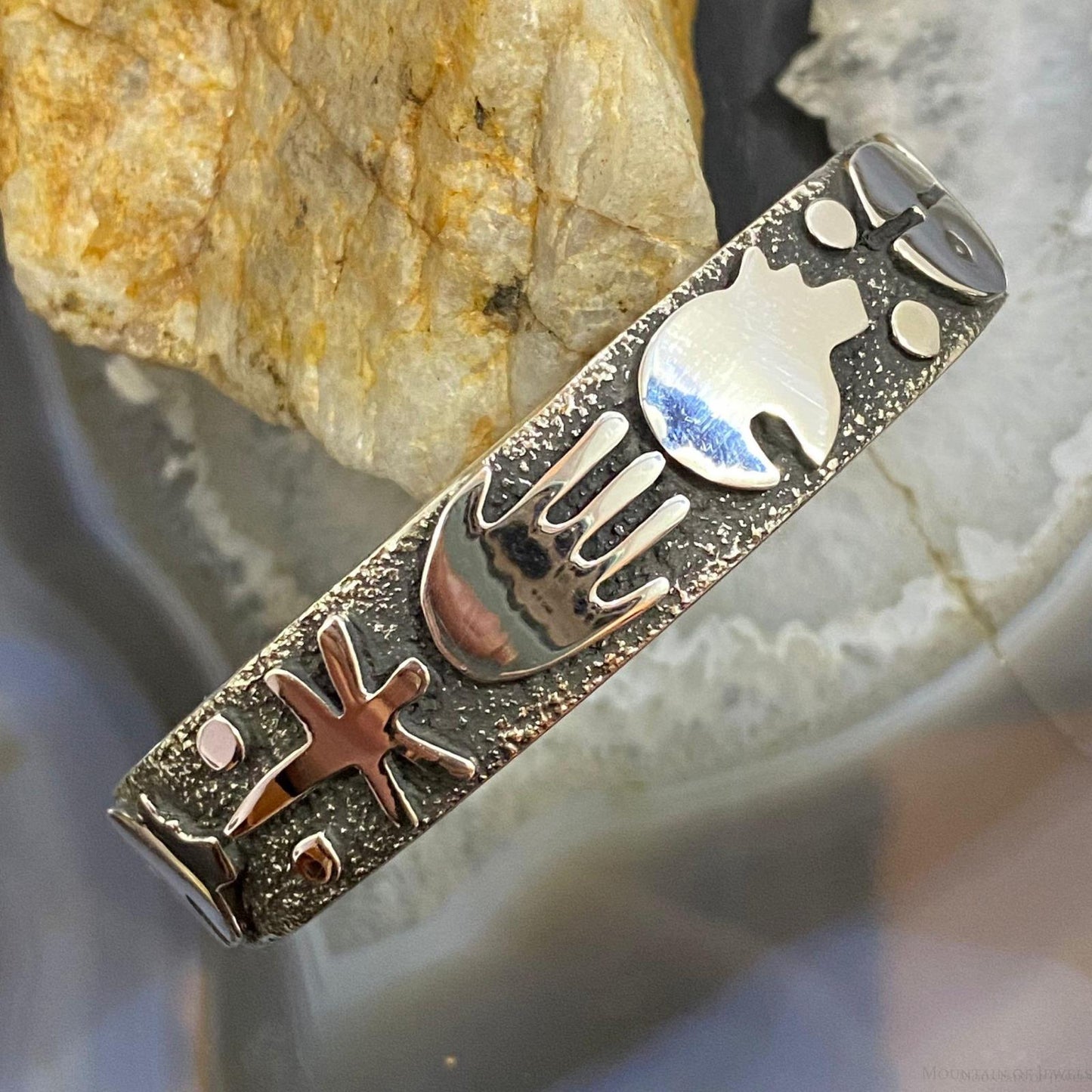 Alex Sanchez Native American Sterling Silver Petroglyph Bracelet For Women #2