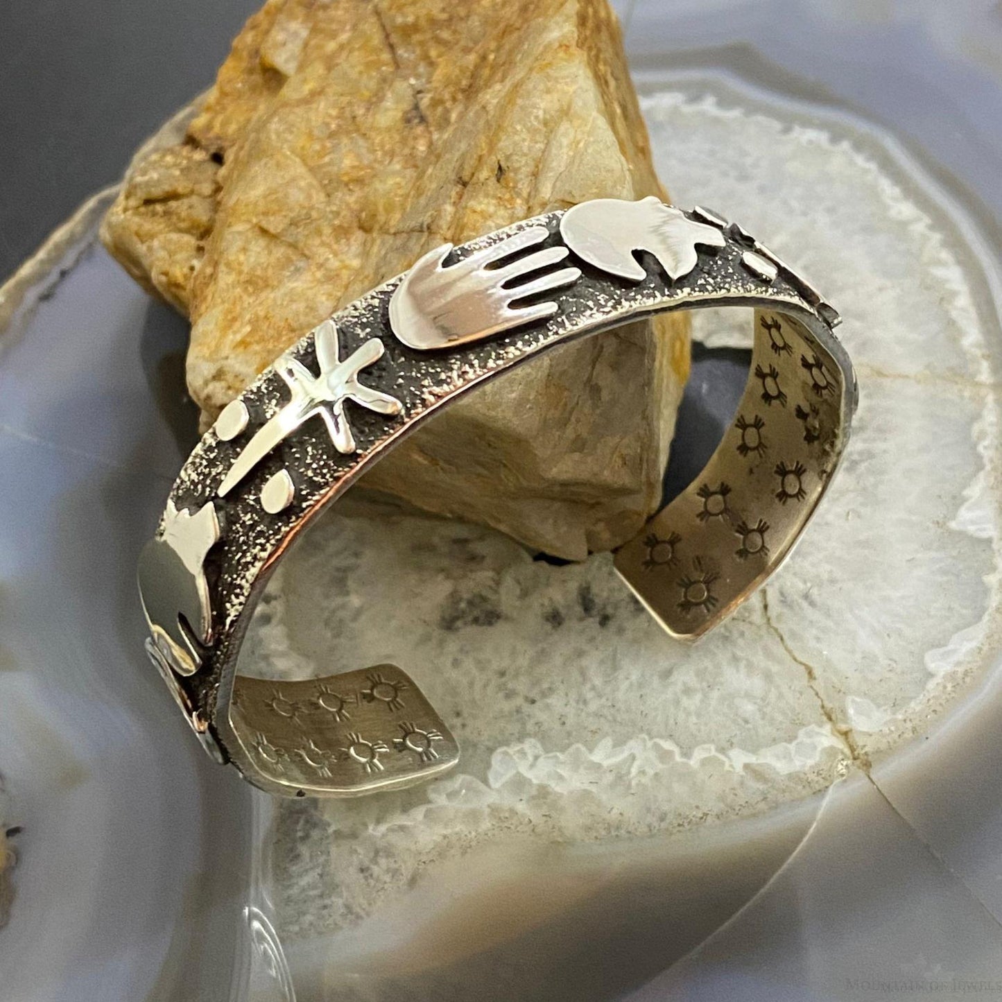 Alex Sanchez Native American Sterling Silver Petroglyph Bracelet For Women #2