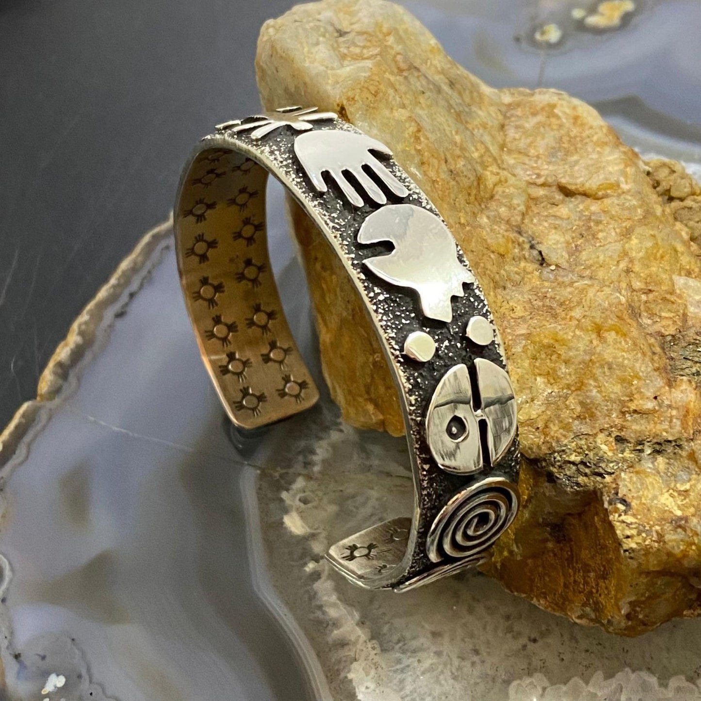 Alex Sanchez Native American Sterling Silver Petroglyph Bracelet For Women #2