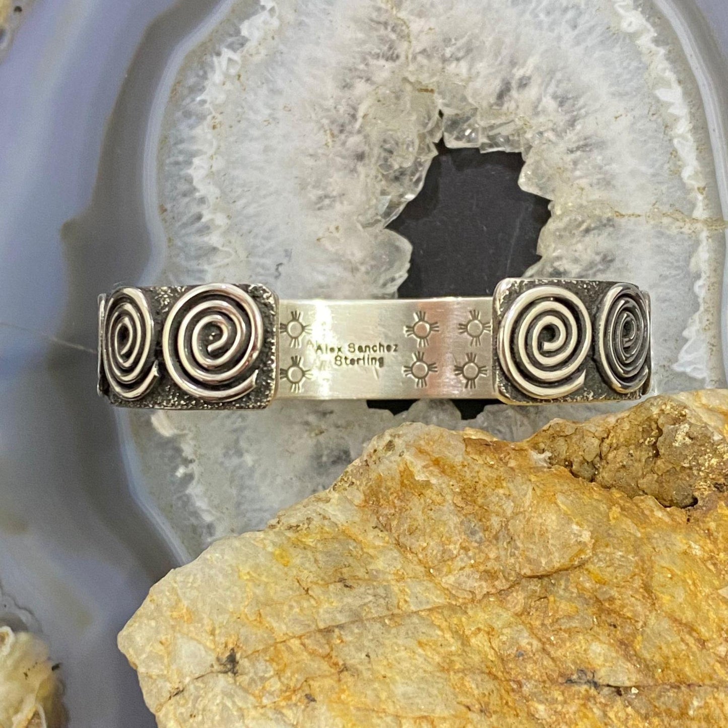 Alex Sanchez Native American Sterling Silver Petroglyph Bracelet For Women #2