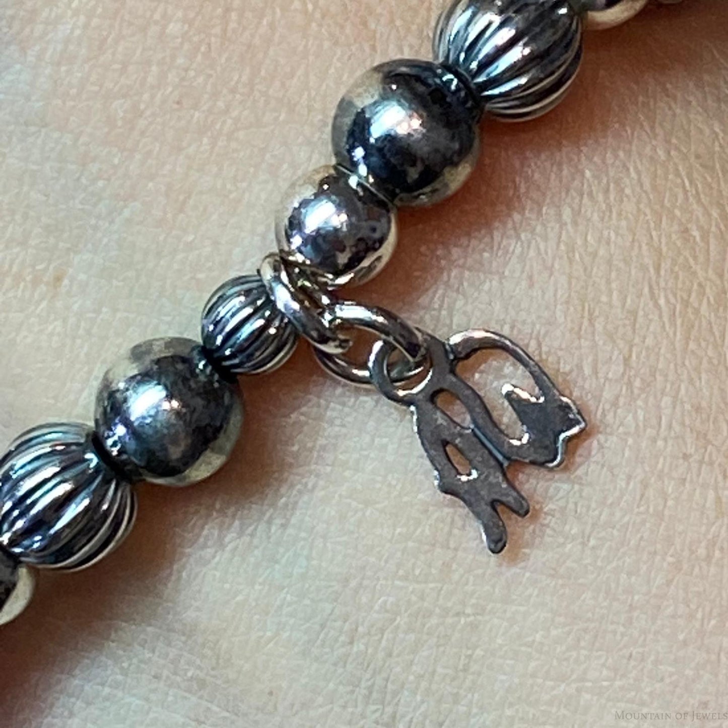 Carolyn Pollack Sterling silver Beads w/ Red Jasper Beads Stretch Bracelet For Women