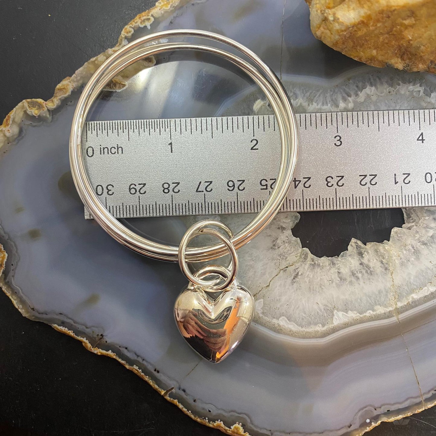 Carolyn Pollack Sterling Silver Puffy Heart & 4 Bangle Bracelet Set For Women